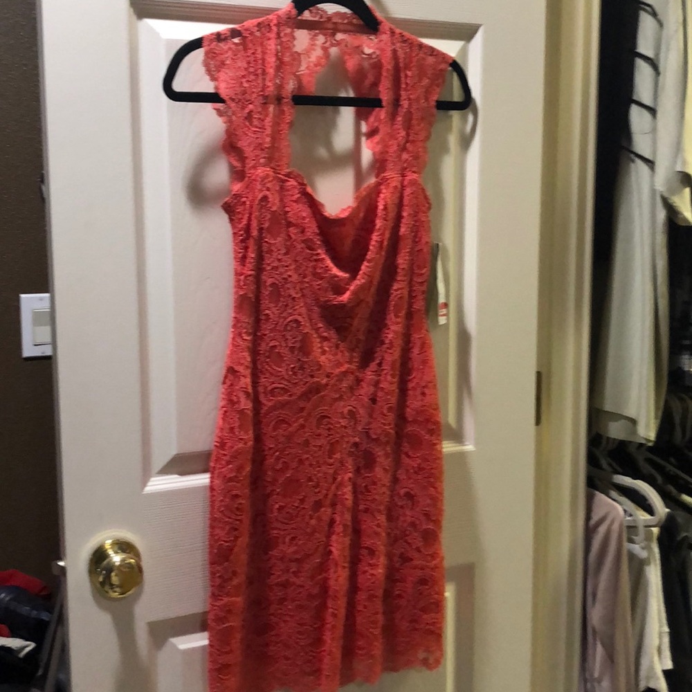 Nicole Miller lace dress Coral Size Small